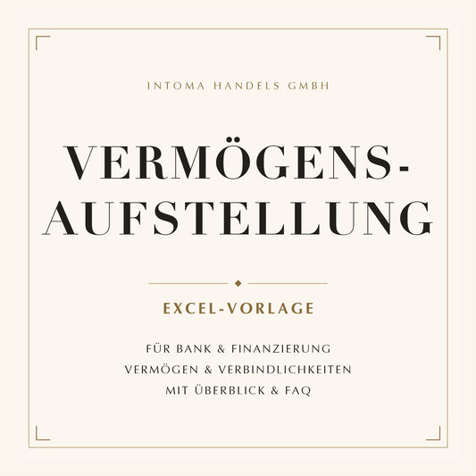 Vermögensaufstellung für Bank und Finanzierung – Excel-Vorlage von intoma