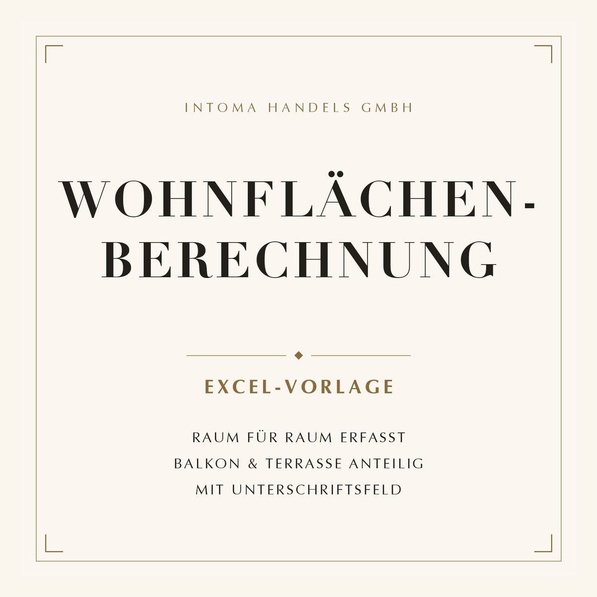 Wohnflächenberechnung Raum für Raum – Excel-Vorlage von intoma